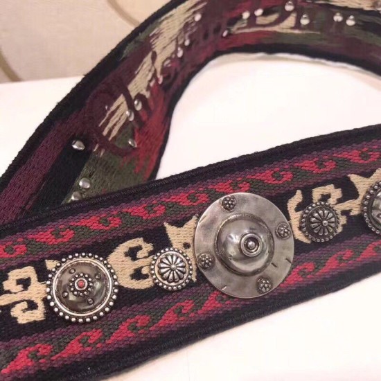 Replica Cinturino Dior Canvas di ispirazione bohémien rosso