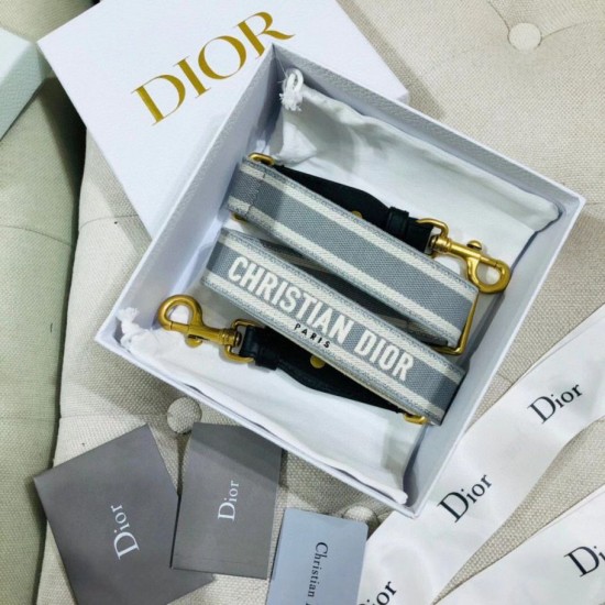 Replica Tracolla regolabile con ricamo Dior Grigia