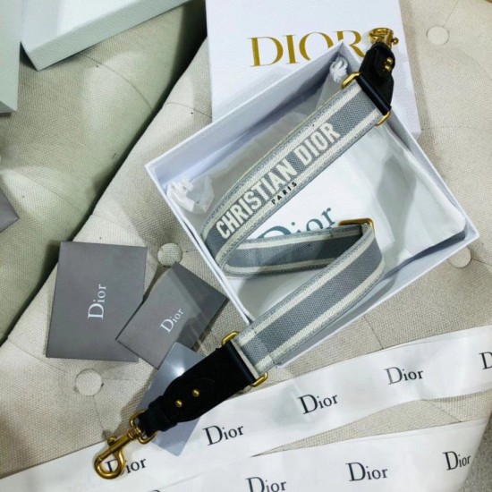 Replica Tracolla regolabile con ricamo Dior Grigia