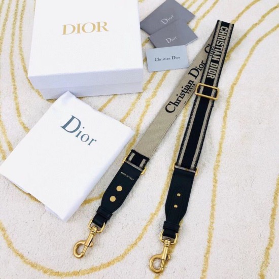 Replica Tracolla regolabile con ricamo Dior Nera