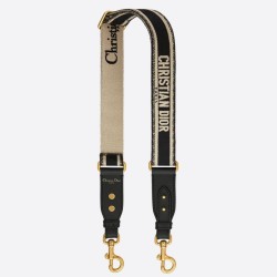 Replica Tracolla regolabile con ricamo Dior Nera