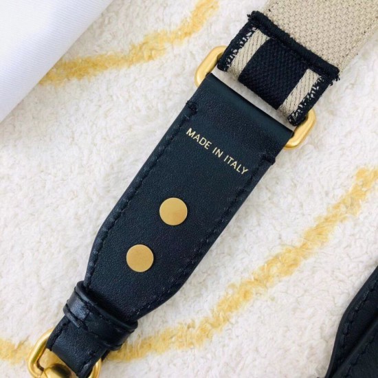 Replica Tracolla regolabile con ricamo Dior Nera