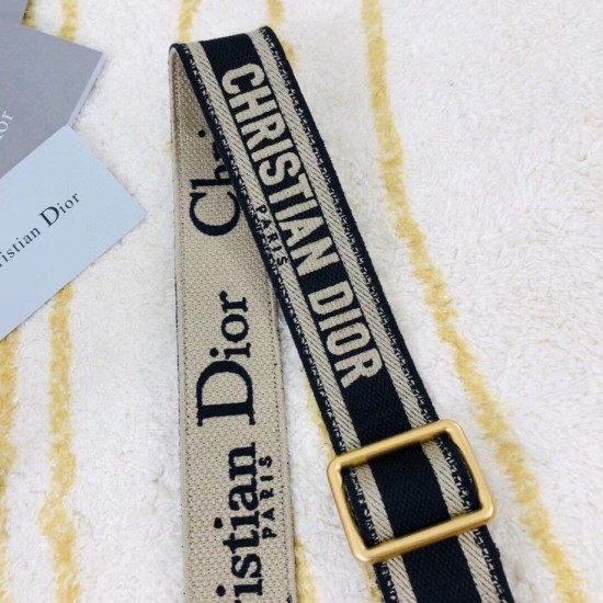 Replica Tracolla regolabile con ricamo Dior Nera