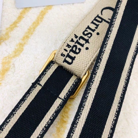 Replica Tracolla regolabile con ricamo Dior Nera