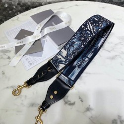 Replica Tracolla Dior con anello in ricamo palme Dior blu