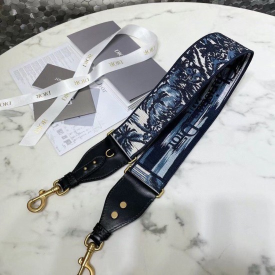 Replica Tracolla Dior con anello in ricamo palme Dior blu