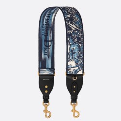 Replica Tracolla Dior con anello in ricamo palme Dior blu