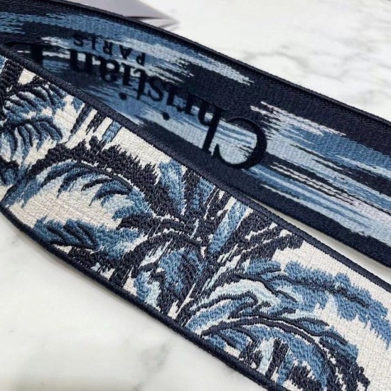 Replica Tracolla Dior con anello in ricamo palme Dior blu