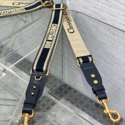 Replica Tracolla regolabile Dior con ricamo ad anello Tela Blu