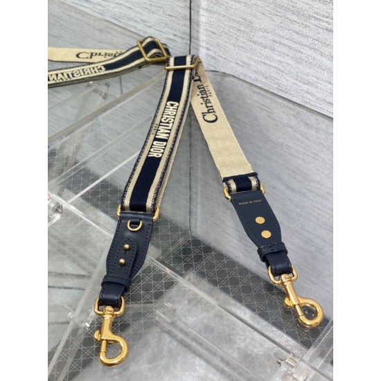 Replica Tracolla regolabile Dior con ricamo ad anello Tela Blu