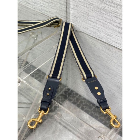 Replica Tracolla regolabile Dior con ricamo ad anello Tela Blu