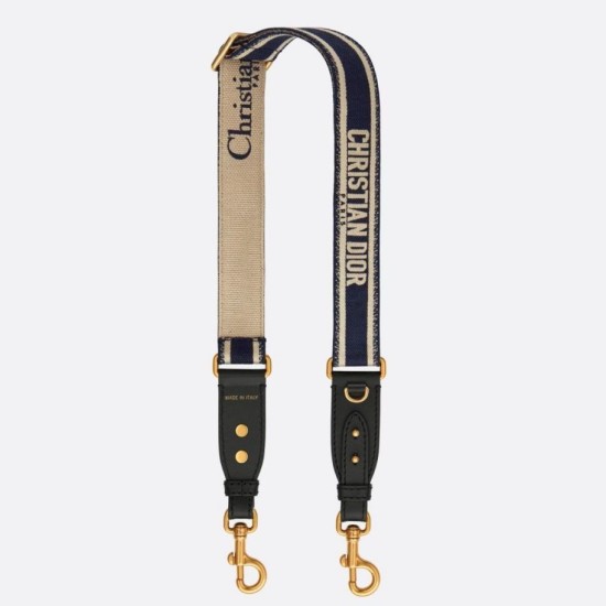 Replica Tracolla regolabile Dior con ricamo ad anello Tela Blu
