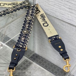 Replica Tracolla Dior con Anello Ricamo Obliquo con Medaglioni Blu
