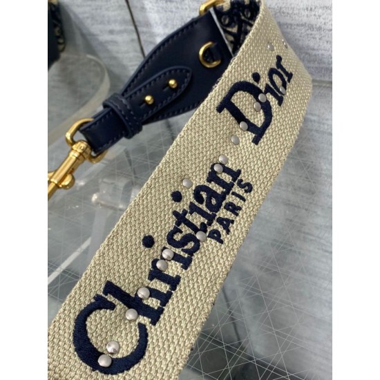 Replica Tracolla Dior con Anello Ricamo Obliquo con Medaglioni Blu
