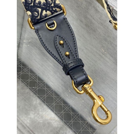 Replica Tracolla Dior con Anello Ricamo Obliquo con Medaglioni Blu