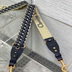 Replica Tracolla Dior con Anello Ricamo Obliquo Blu
