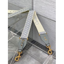 Replica Tracolla Dior con Anello Ricamo Obliquo Grigio