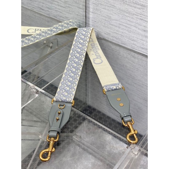 Replica Tracolla Dior con Anello Ricamo Obliquo Grigio