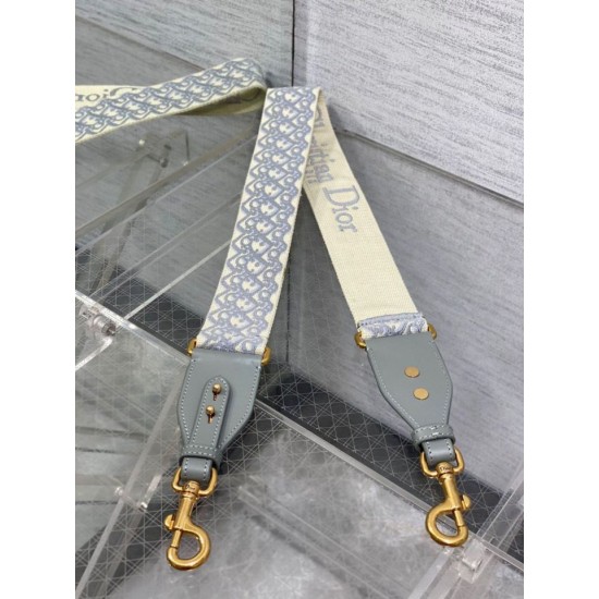 Replica Tracolla Dior con Anello Ricamo Obliquo Grigio