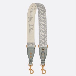 Replica Tracolla Dior con Anello Ricamo Obliquo Grigio
