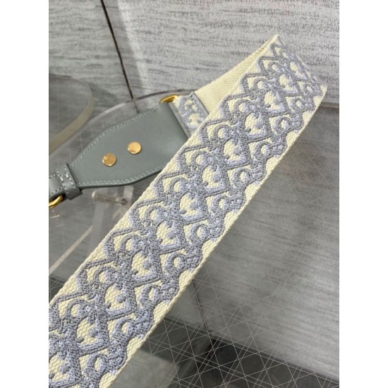 Replica Tracolla Dior con Anello Ricamo Obliquo Grigio