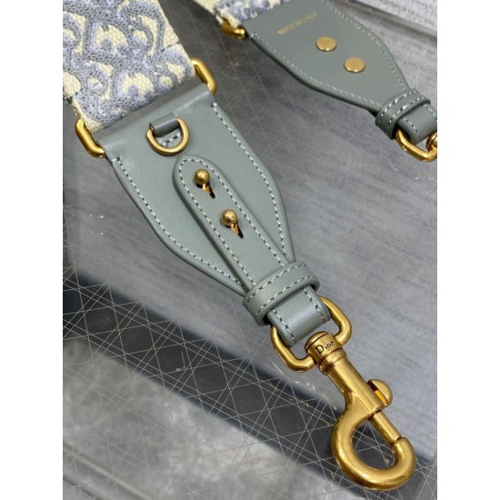 Replica Tracolla Dior con Anello Ricamo Obliquo Grigio