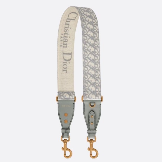 Replica Tracolla Dior con Anello Ricamo Obliquo Grigio