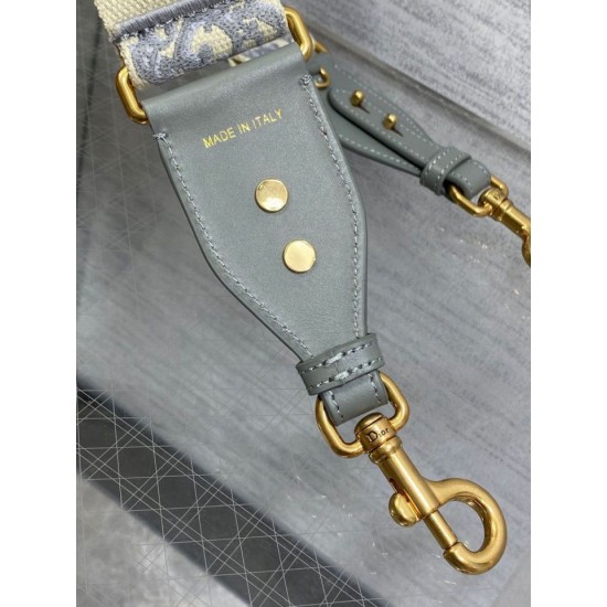 Replica Tracolla Dior con Anello Ricamo Obliquo Grigio