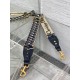Replica Tracolla Dior Regolabile con Anello Ricamo Obliquo Blu