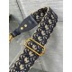 Replica Tracolla Dior Regolabile con Anello Ricamo Obliquo Blu