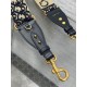 Replica Tracolla Dior Regolabile con Anello Ricamo Obliquo Blu