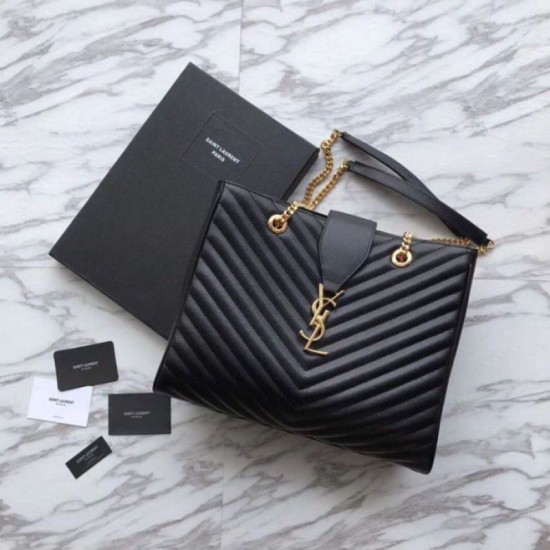 Replica Borsa shopping YSL Saint Laurent Pelle di vitello Nera