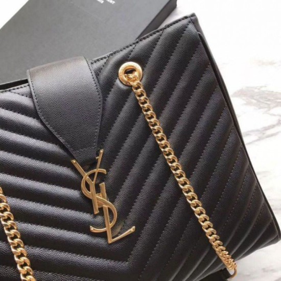 Replica Borsa shopping YSL Saint Laurent Pelle di vitello Nera