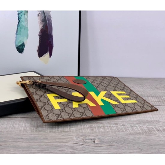 Replica Pochette con stampa 'Fake / Not' 636171