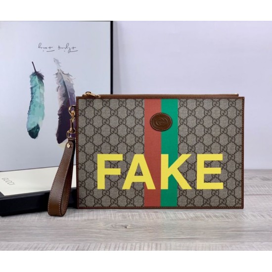 Replica Pochette con stampa 'Fake / Not' 636171