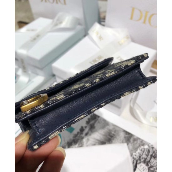 Replica Portafoglio Christian Dior Oblique Saddle Blu scuro