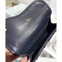 Replica Portafoglio Christian Dior Oblique Saddle Blu scuro