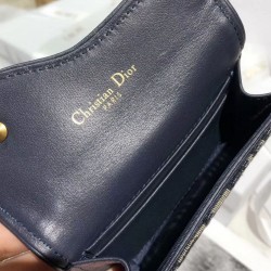 Replica Portafoglio Christian Dior Oblique Saddle Blu scuro
