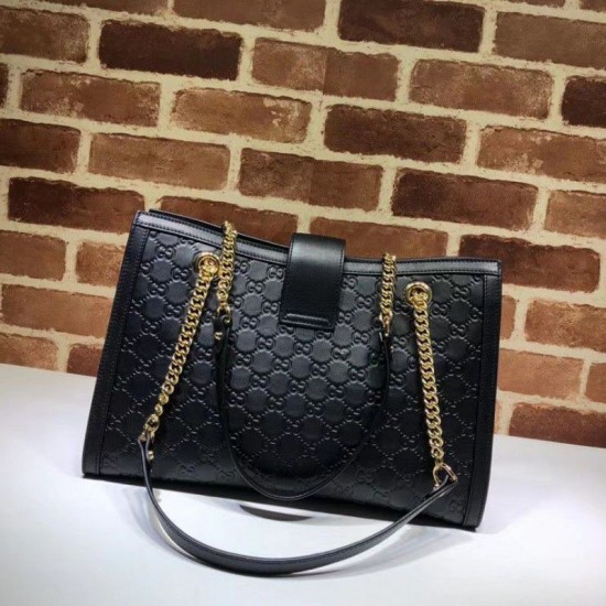 Replica Borsa a tracolla media con firma lucchetto 479197 nera