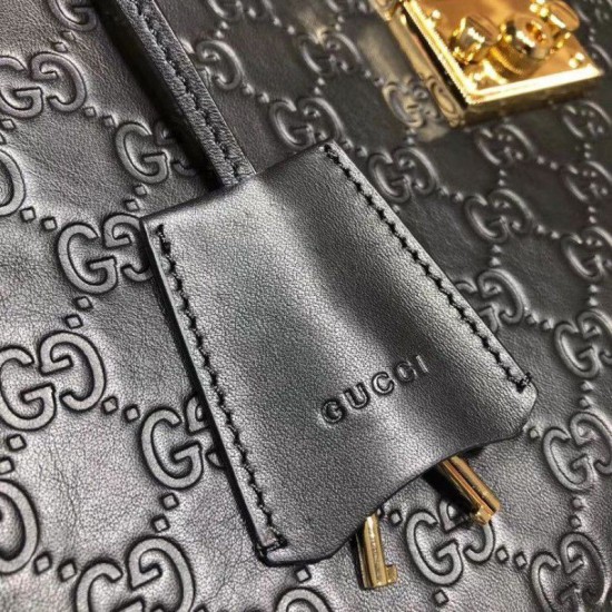 Replica Borsa a tracolla media con firma lucchetto 479197 nera