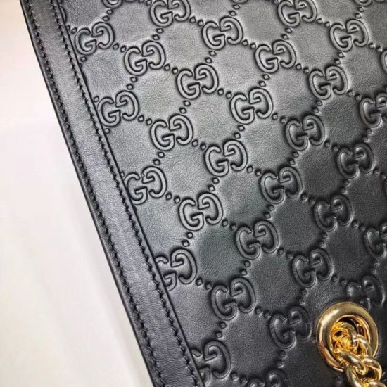 Replica Borsa a tracolla media con firma lucchetto 479197 nera