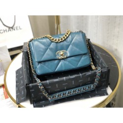 Replica Borsa Large 19 in lana tweed con patta AS1162 AS1160 Blu Replica Borsa Large 19 in lana tweed con patta AS1162 AS1160 Blu