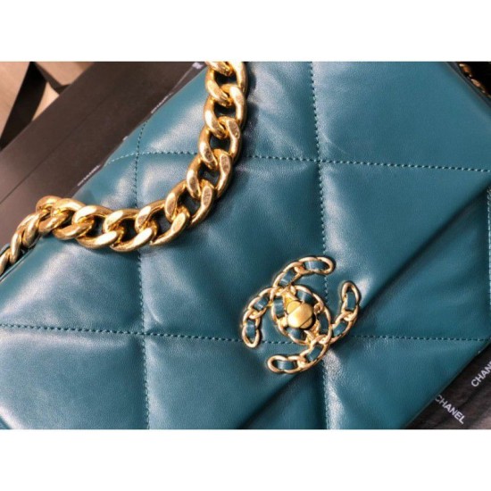 Replica Borsa Large 19 in lana tweed con patta AS1162 AS1160 Blu
