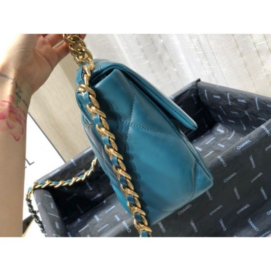 Replica Borsa Large 19 in lana tweed con patta AS1162 AS1160 Blu