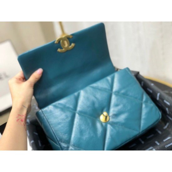 Replica Borsa Large 19 in lana tweed con patta AS1162 AS1160 Blu