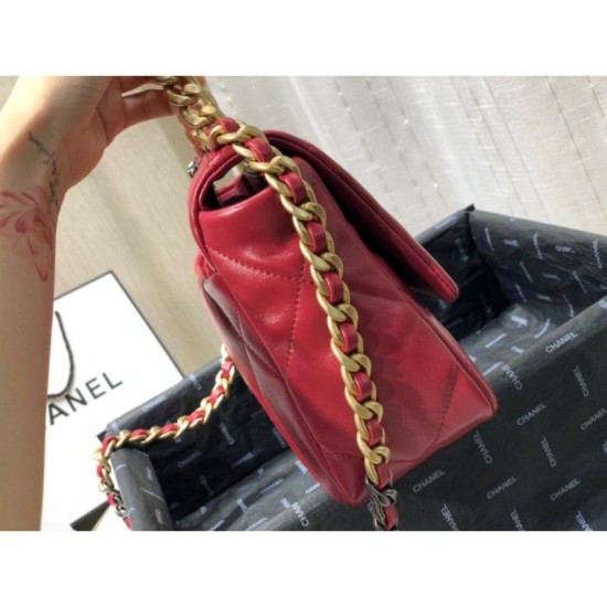 Replica Borsa Large 19 in lana tweed con patta AS1162 AS1160 Rossa