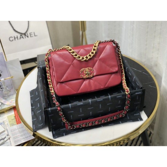 Replica Borsa Large 19 in lana tweed con patta AS1162 AS1160 Rossa