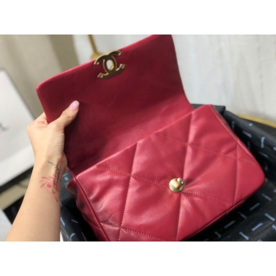 Replica Borsa Large 19 in lana tweed con patta AS1162 AS1160 Rossa
