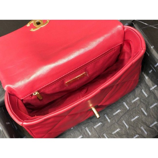 Replica Borsa Large 19 in lana tweed con patta AS1162 AS1160 Rossa
