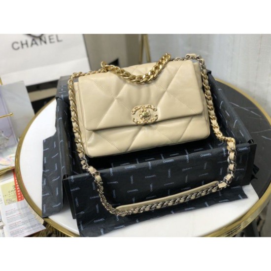 Replica Borsa Large 19 in lana tweed con patta AS1162 AS1160 Albicocca